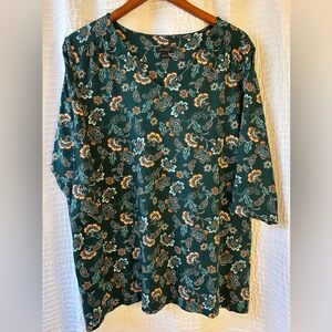 J. Jill Teal Floral Blouse